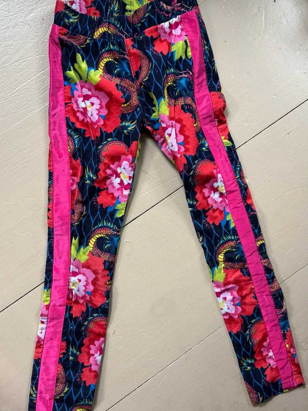 Kenzo Kids Dragon Floral Reversible Satin Bomber Jacket & Matching Velvet Pants